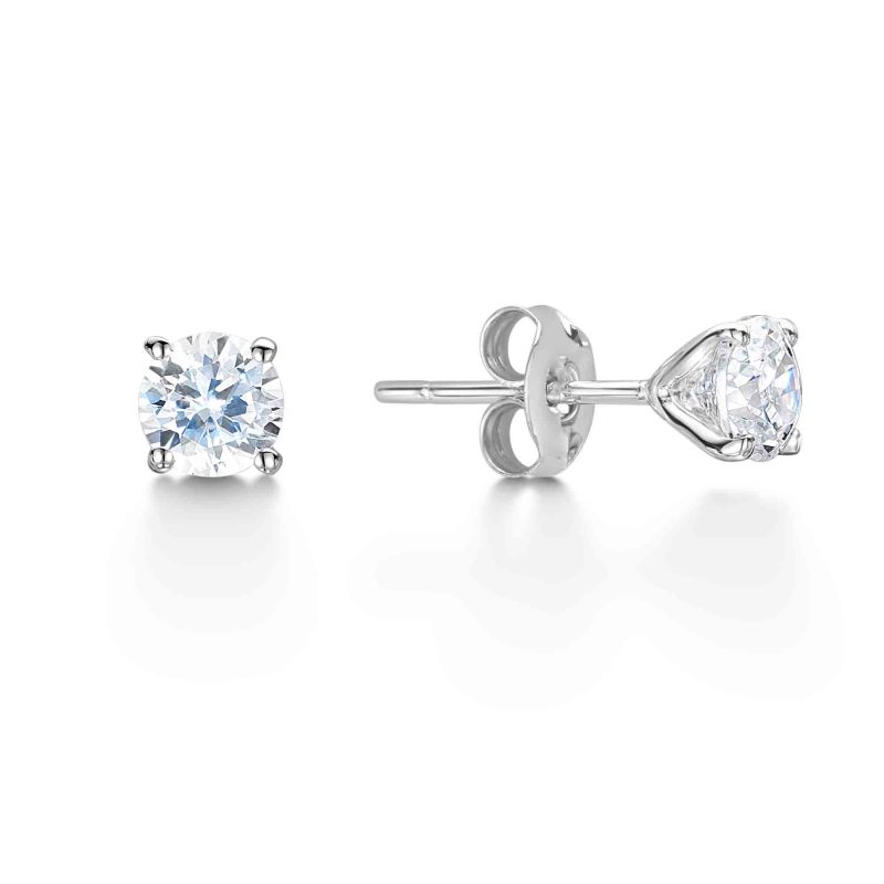 18ct White Gold Brilliant Cut Diamond Solitaire Earrings 1.42ct