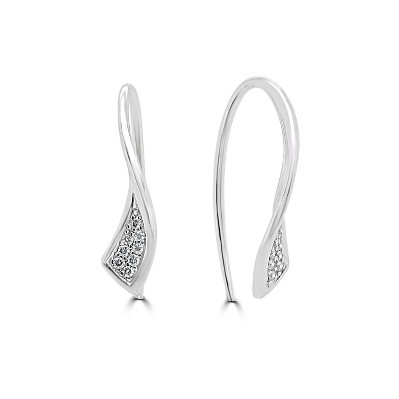 9ct White Gold Diamond Hook Earrings