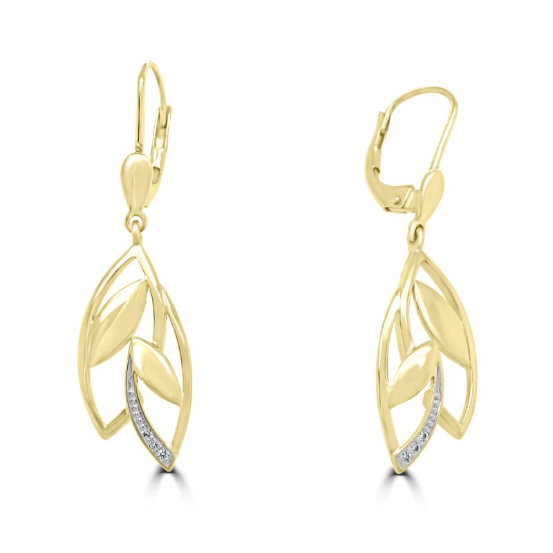 9ct Yellow Gold Fancy Drop Earrings with Leaverback fitting