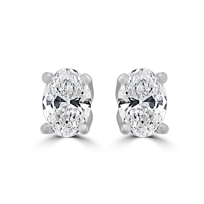 18ct White Gold Oval Cut Diamond Stud Earrings 0.60ct