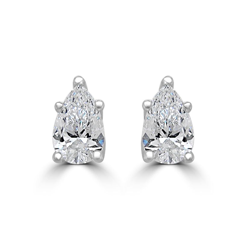 18ct White Gold Pear Cut Diamond Stud Earrings 0.80ct