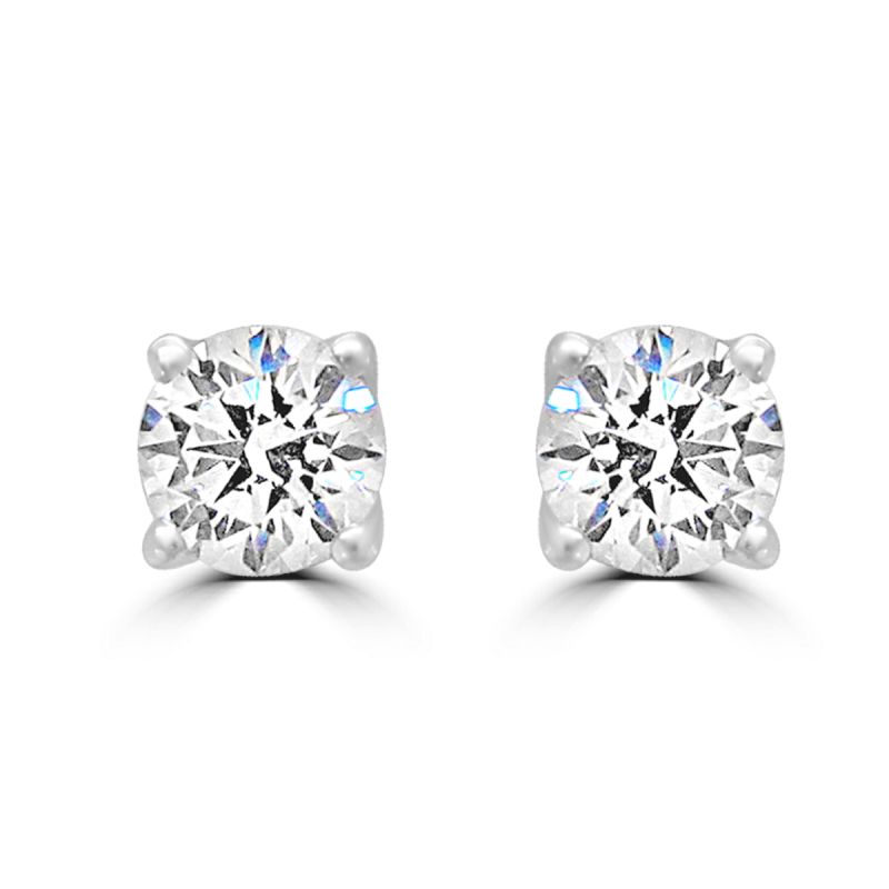 18ct White Gold Brilliant Cut Diamond Solitaire Earrings 0.76ct