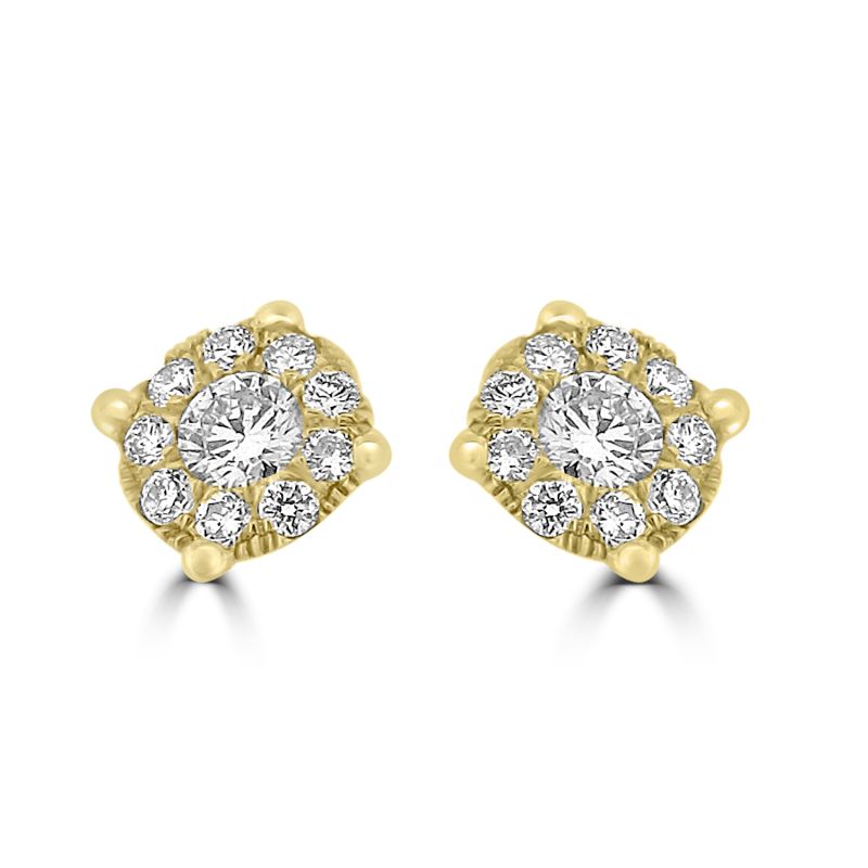18ct Yellow Gold Brilliant Cut Diamond Starburst Earrings 0.26ct