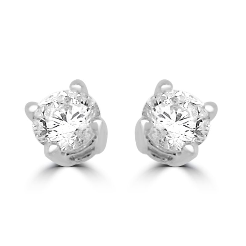 18ct White Gold Brilliant Cut Diamond Solitaire Earrings 0.15ct