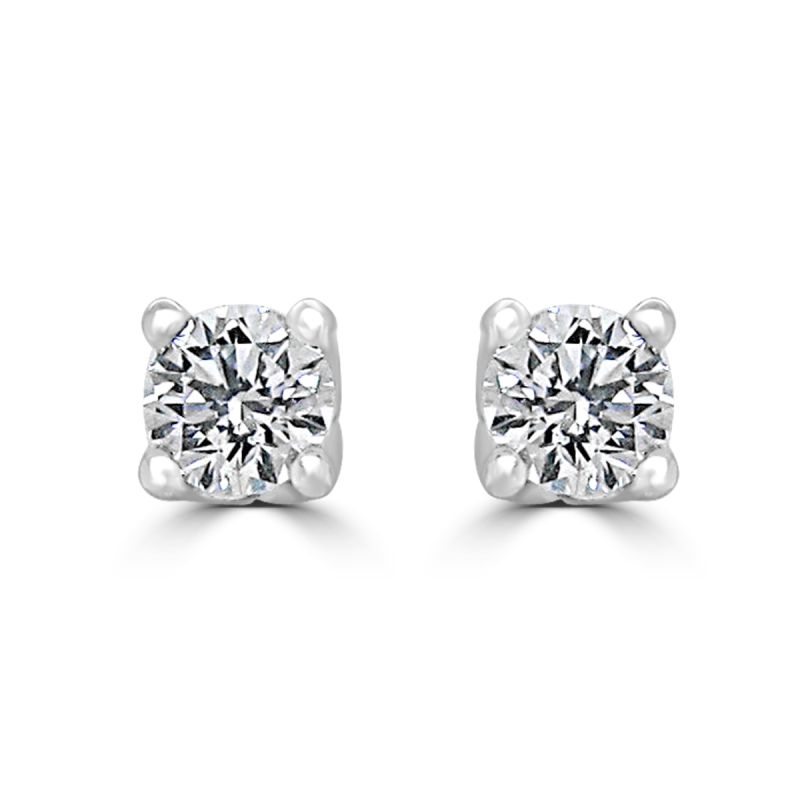 18ct White Gold Brilliant Cut Diamond Solitaire Earrings 0.31ct
