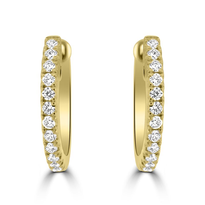18ct Yellow Gold Diamond Set Hoop Earrings 0.20ct