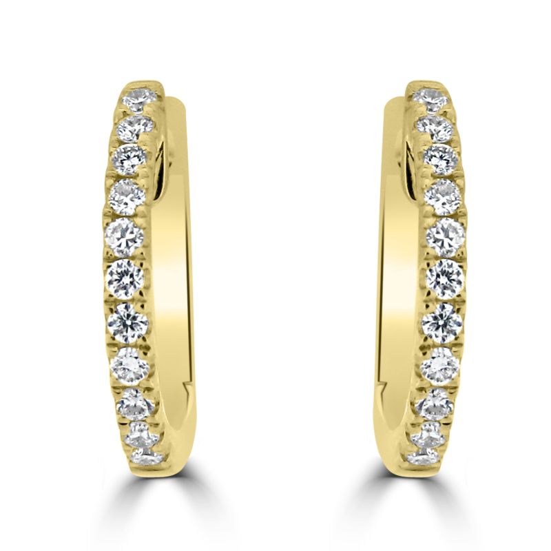 18ct Yellow Gold Diamond Set Hoop Earrings 0.17ct