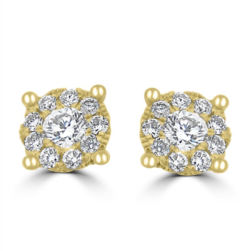 18ct Yellow Gold Starburst Diamond Stud Earrings 0.34ct