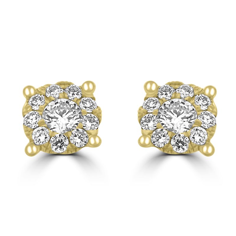 18ct Yellow Gold Starburst Diamond Stud Earrings 0.43ct