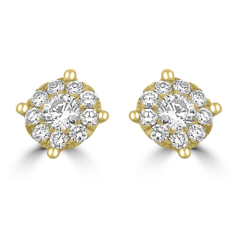 18ct Yellow Gold Starburst Diamond Stud Earrings 0.58ct