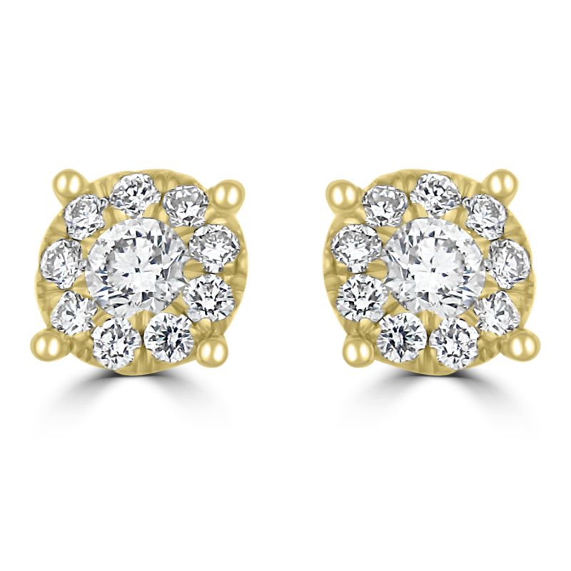 18ct Yellow Gold Starburst Diamond Stud Earrings 0.74ct