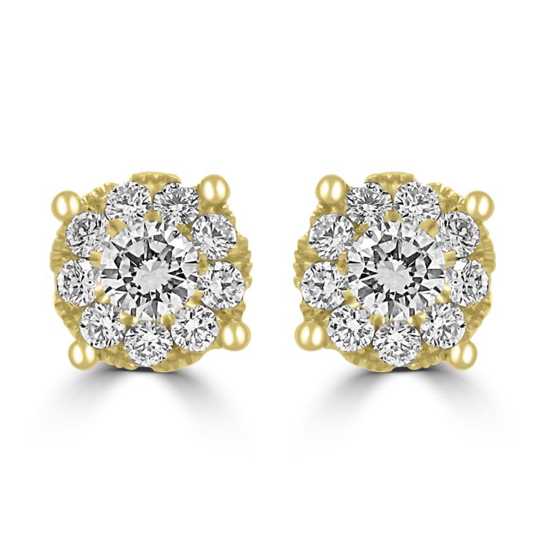 18ct Yellow Gold Starburst Diamond Stud Earrings 1.03ct