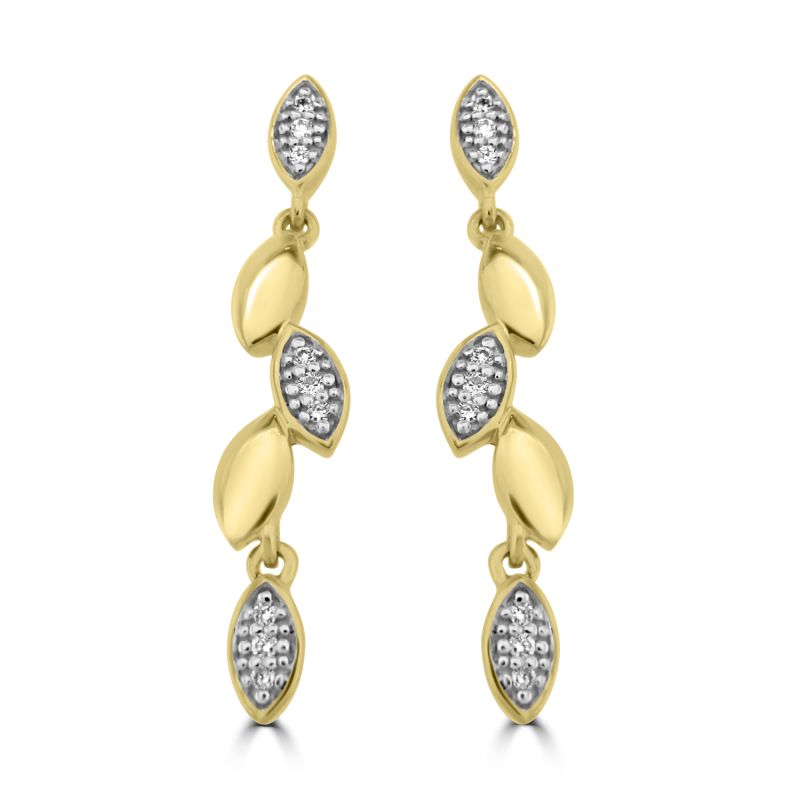 9ct Yellow Gold Leaf Shaped Drop Earrings
