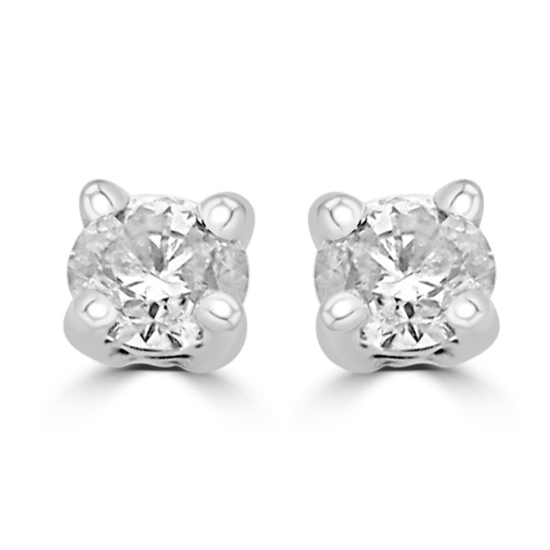 9ct White Gold Brilliant Cut Diamond Solitaire Earrings 0.20ct