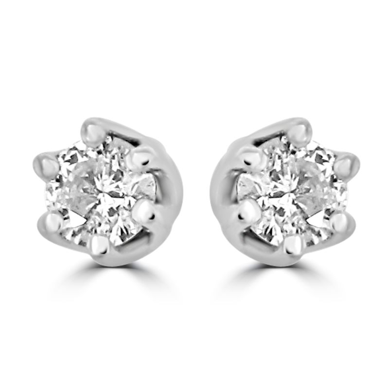 9ct White Gold Brilliant Cut Diamond Solitaire Earrings 0.25ct