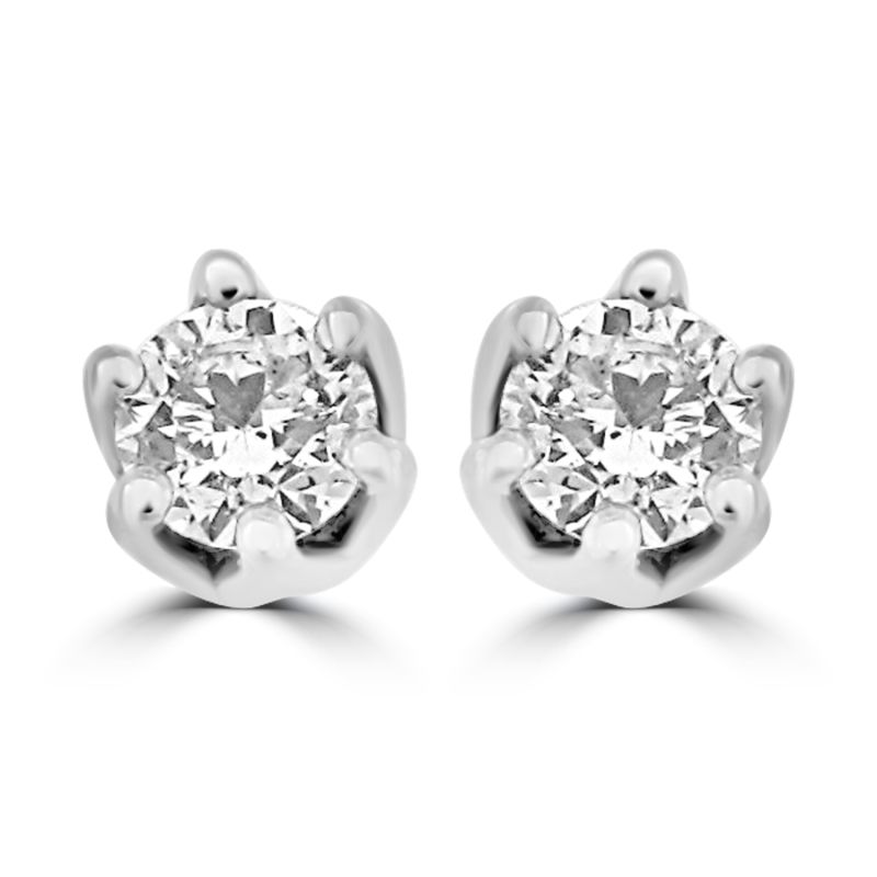 9ct White gold Brilliant Cut Diamond Solitaire Earrings 0.33ct