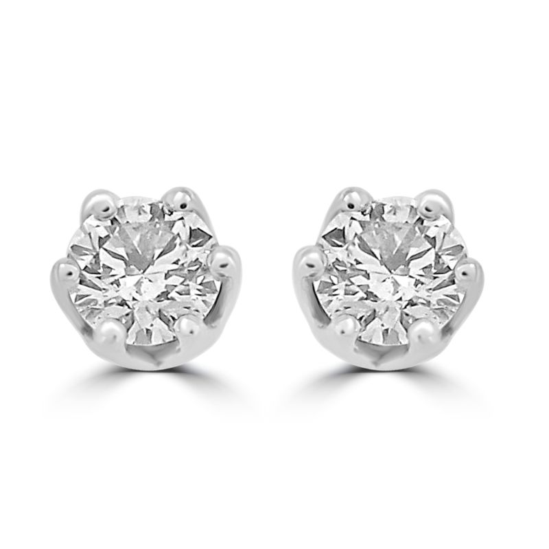 9ct White Gold Brilliant Cut Diamond Solitaire Earrings 0.40ct