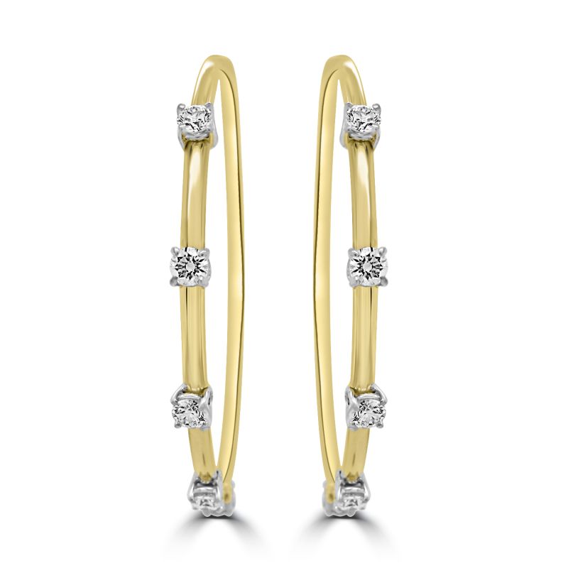 18ct Yellow Gold Brilliant Cut Diamond Hoop Earrings 0.63ct