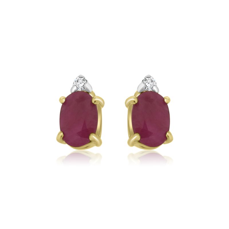 9ct Yellow Gold Ruby & Diamond Earrings