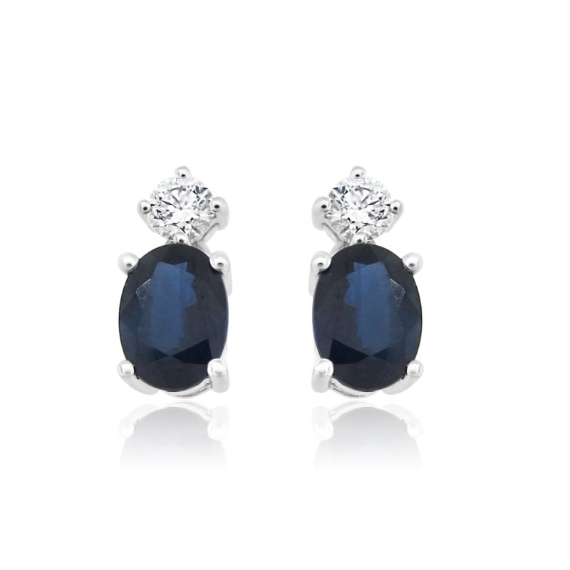 18ct White Gold Sapphire & Diamond Drop Earrings 0.28ct