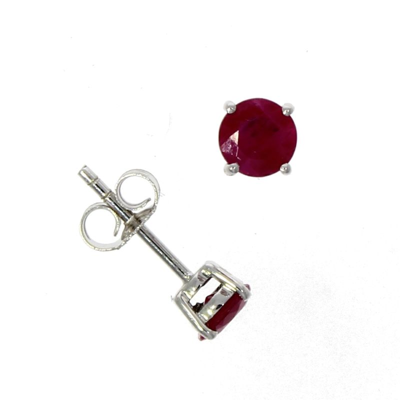 9ct White Gold Round Ruby Stud Earrings 0.51ct