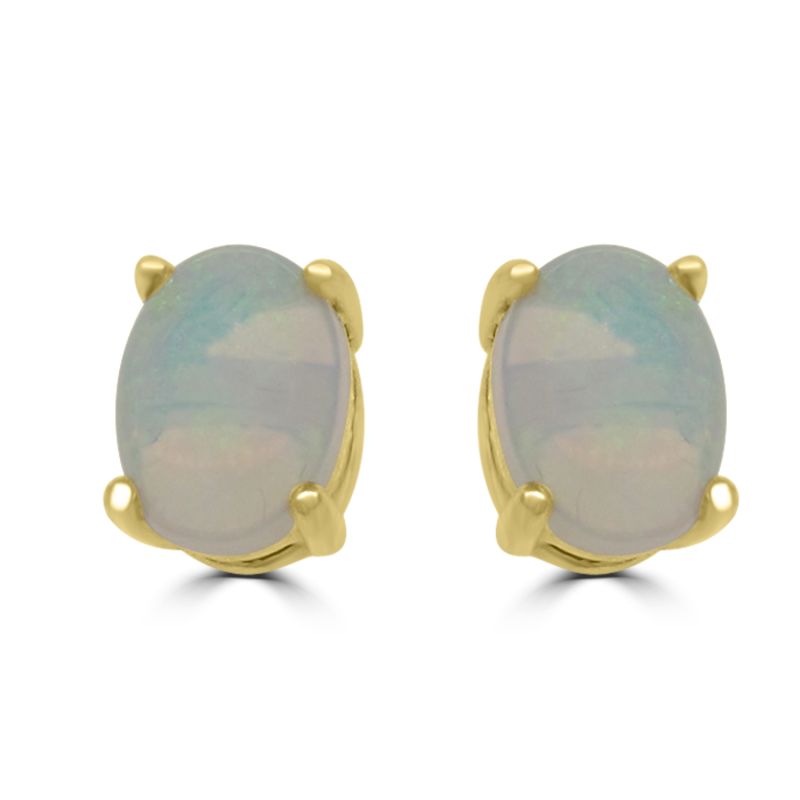 9ct Yellow Gold Oval Opal Stud Earrings