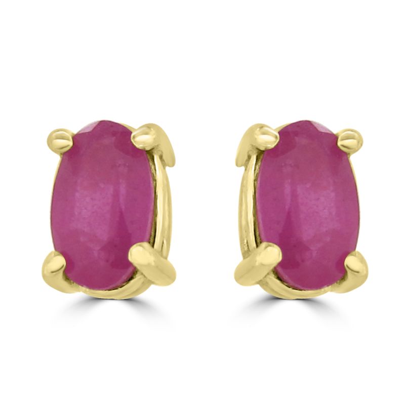 9ct Yellow Gold Oval ruby Stud Earrings