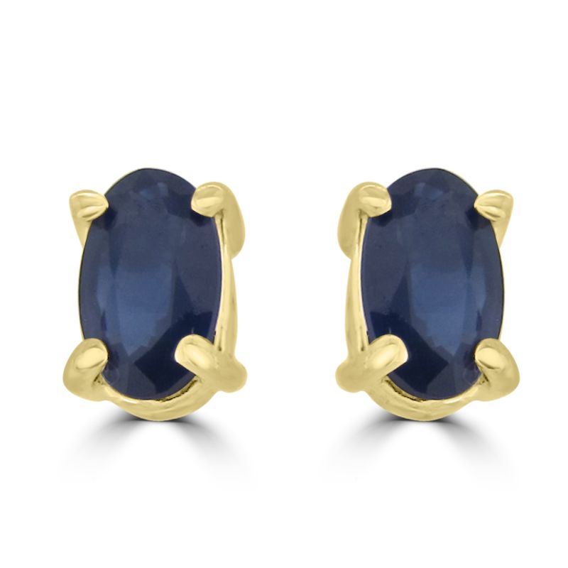 9ct Yellow Gold & Blue Sapphire Stud Earrings
