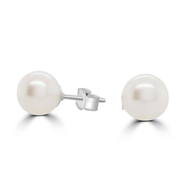 9ct White Gold Cultured Freshwater Pearl Stud Earrings 5-5.5mm