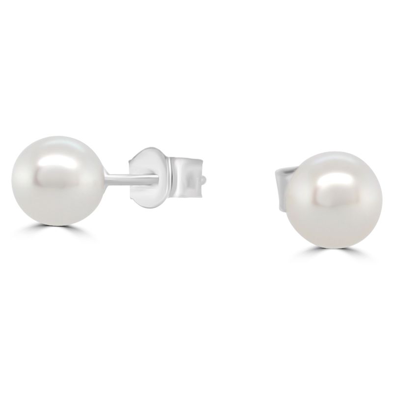 9ct White Gold Cultured Fresh Water Pearl Stud Earrings 5.5-6mm