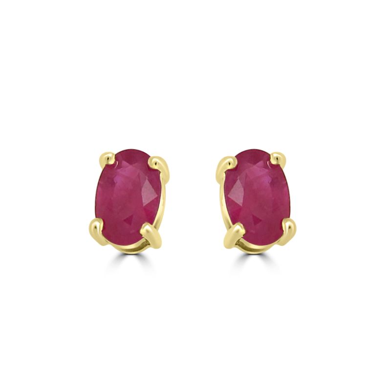 9ct yellow gold ruby stud earrings