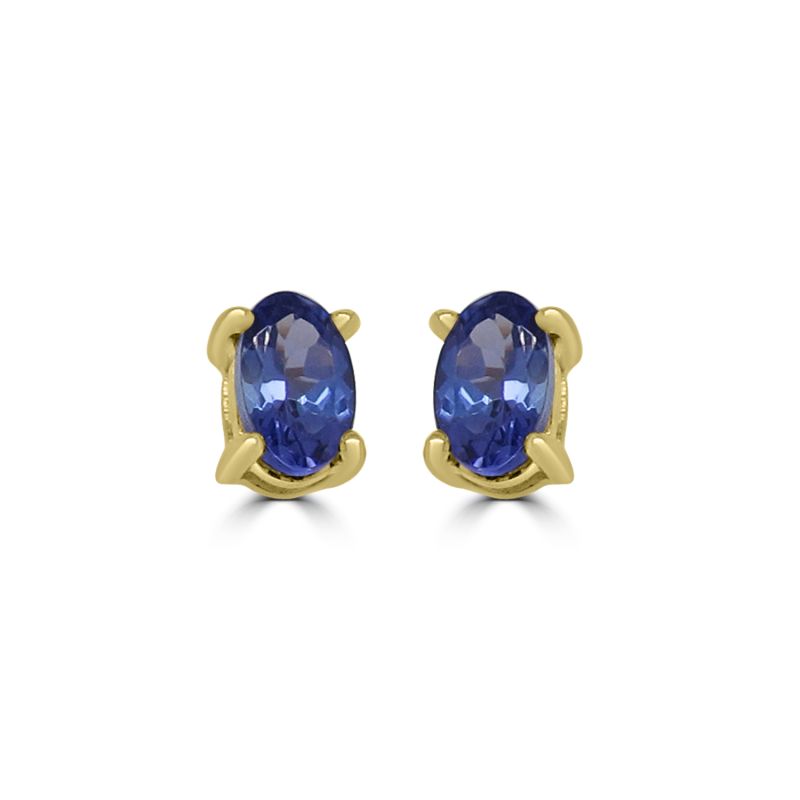 9ct Yellow Gold Oval Tanzanite Stud Earrings