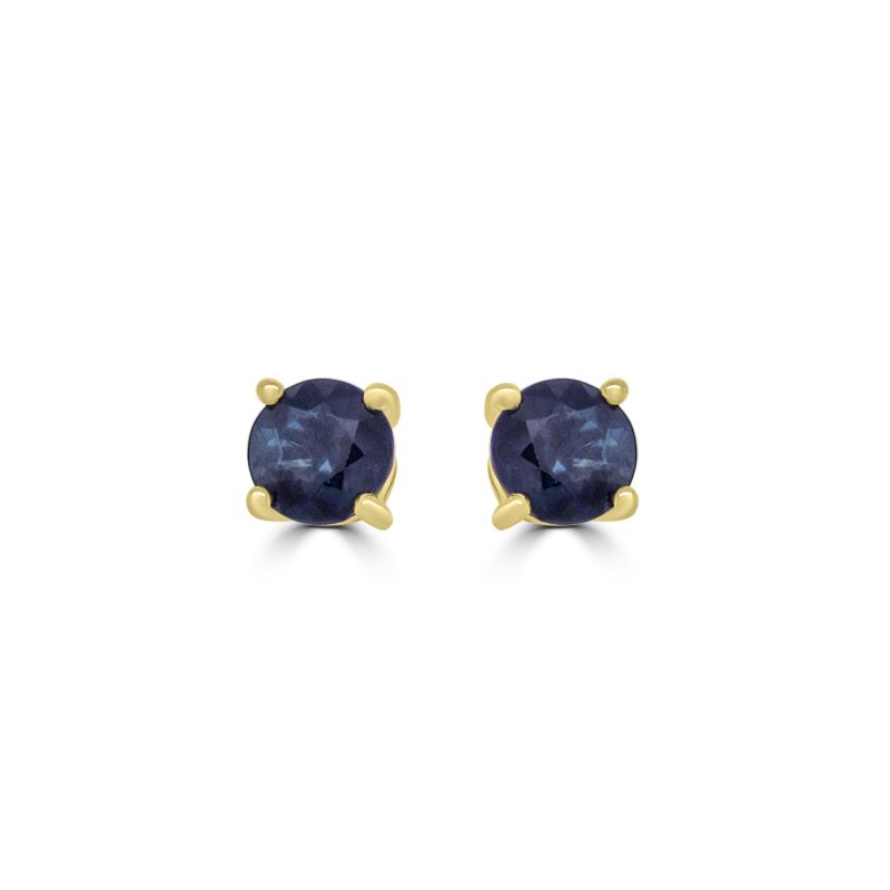 9ct Yellow Gold Round Sapphire Stud Earrings 