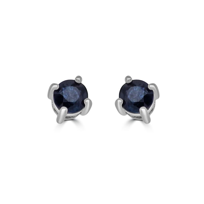 9ct White Gold Round Sapphire Stud Earrings