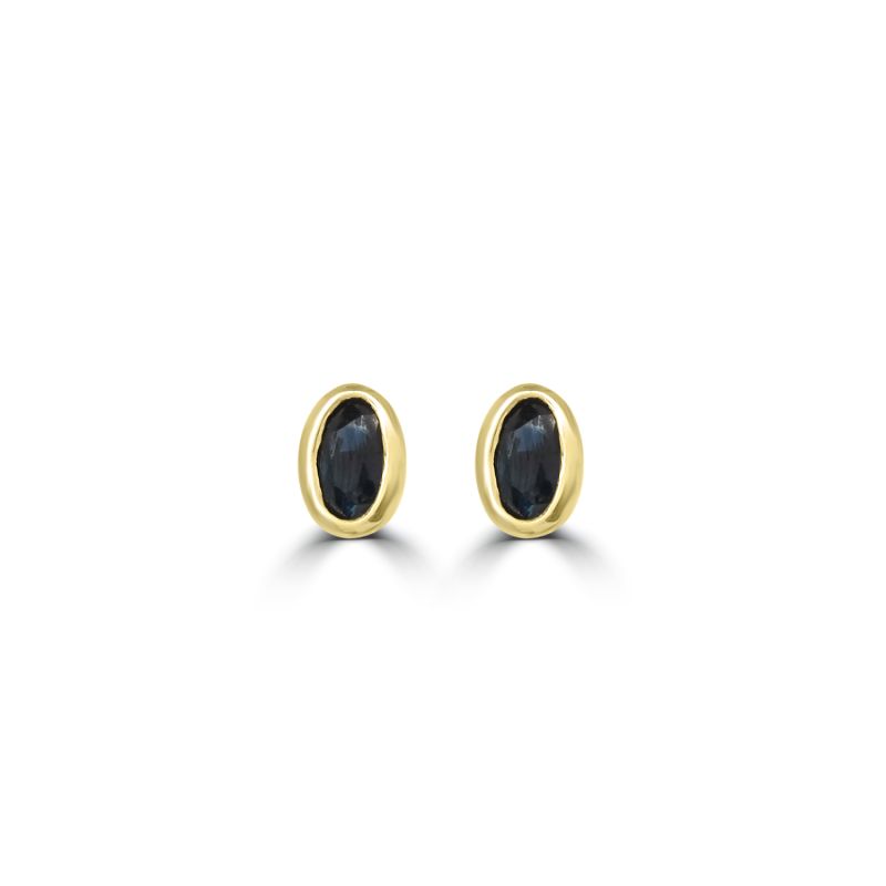 9ct Yellow Gold Oval Sapphire Stud Earrings