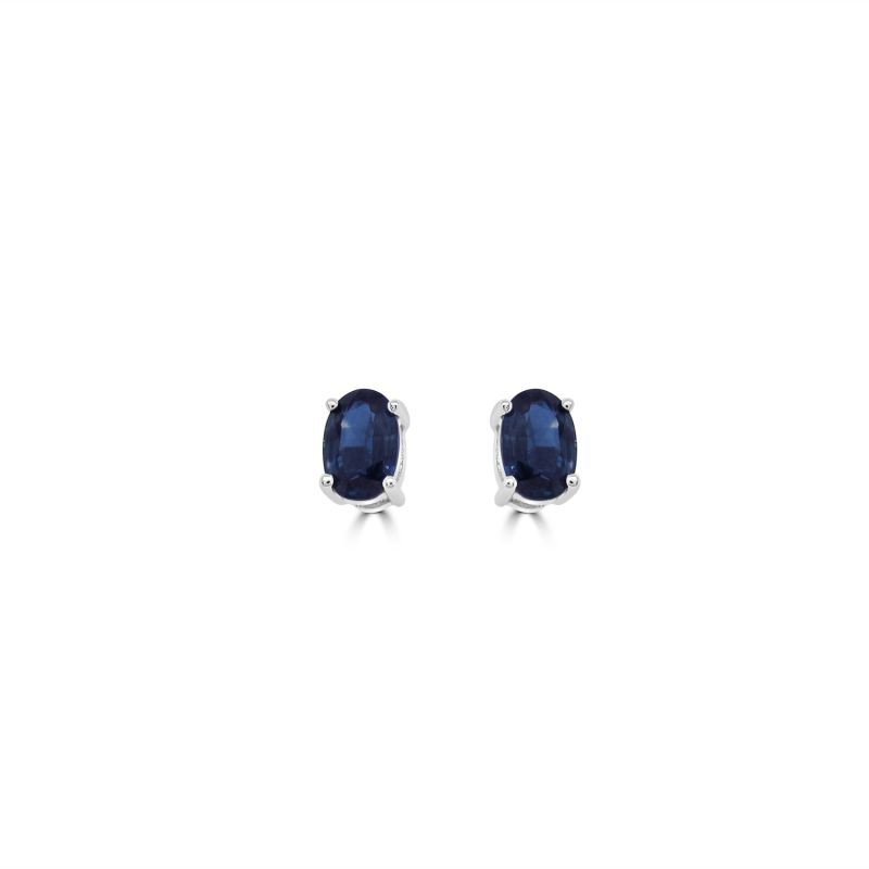 9ct White Gold oval Sapphire Stud Earrings