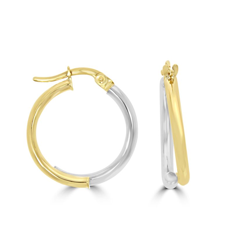 9ct Yellow & White Gold Split Hoop Earrings