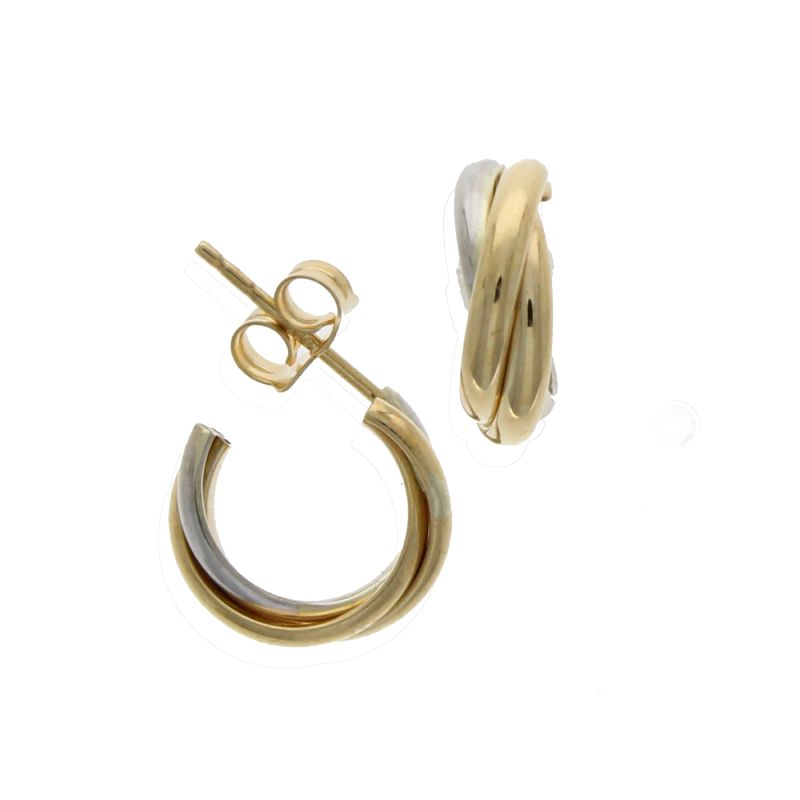 9ct Yellow & White Gold 1/2 Hoop Earrings