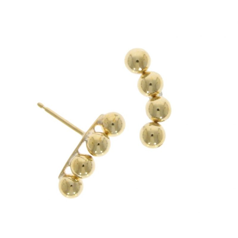 9ct Yellow Gold Curved Balls Earstuds 14mm