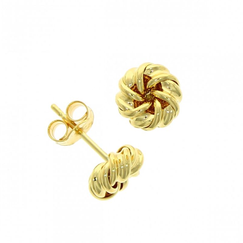 18ct Yellow Gold Ribbon Swirl Stud Earrings