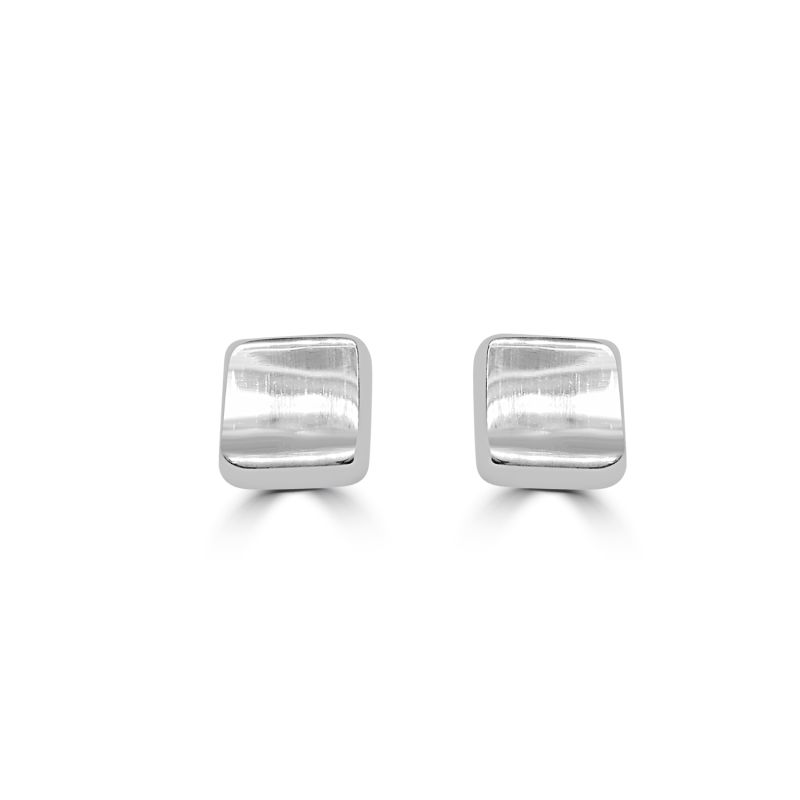 9ct White Gold Square Stud Earrings