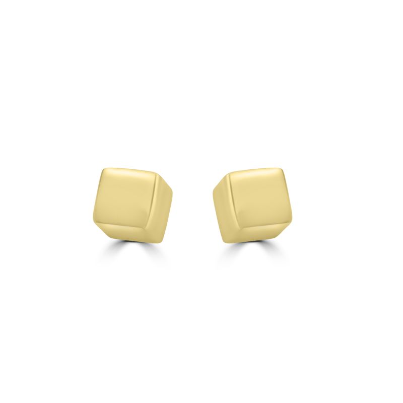 9ct Yellow Gold 4mm Cube Stud Earrings