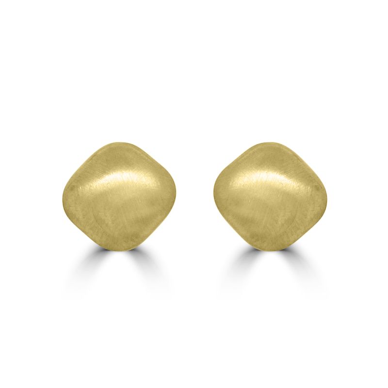 9ct Yellow Gold Cushion Shaped Satin Earrings