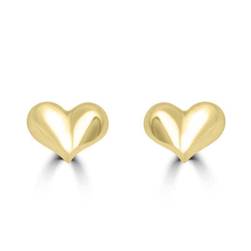 9ct Yellow Gold Heart Shaped Stud Earrings
