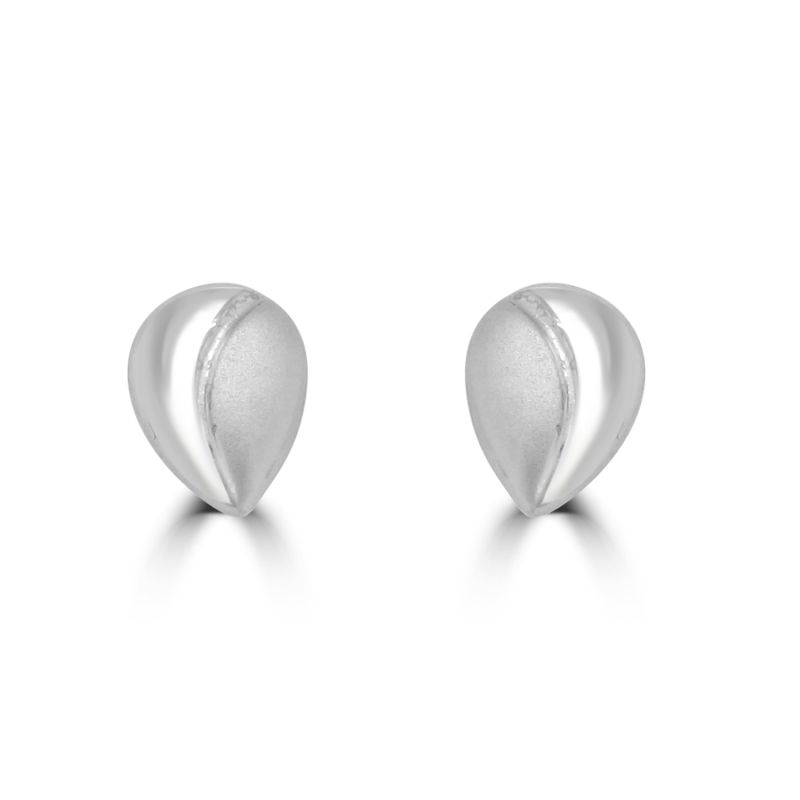 9ct White Gold Pear Shaped Stud Earrings
