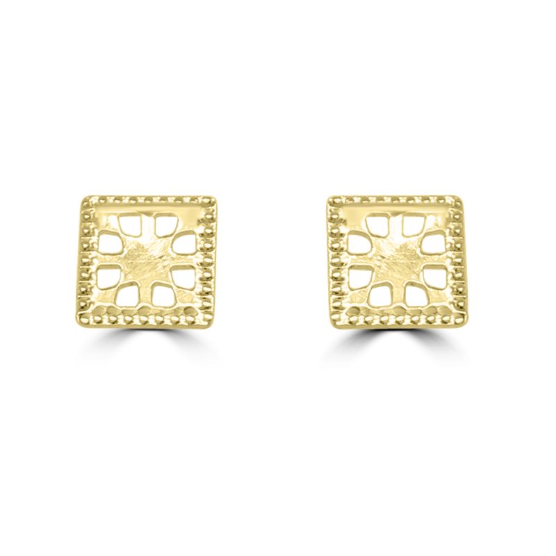 9ct Yellow Gold Fancy Square Stud Earrings