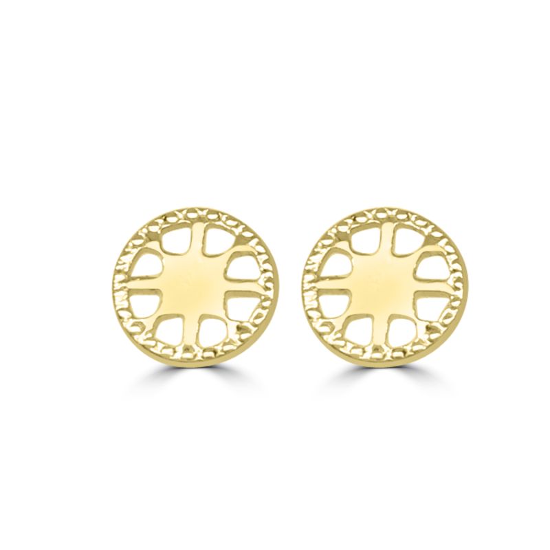 9ct Yellow Gold Fancy Round Stud Earrings