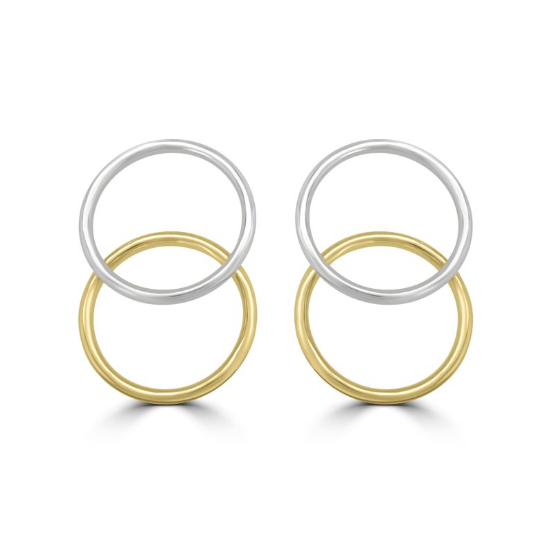 9ct Yellow & White Gold Overlapping Circles Earrings