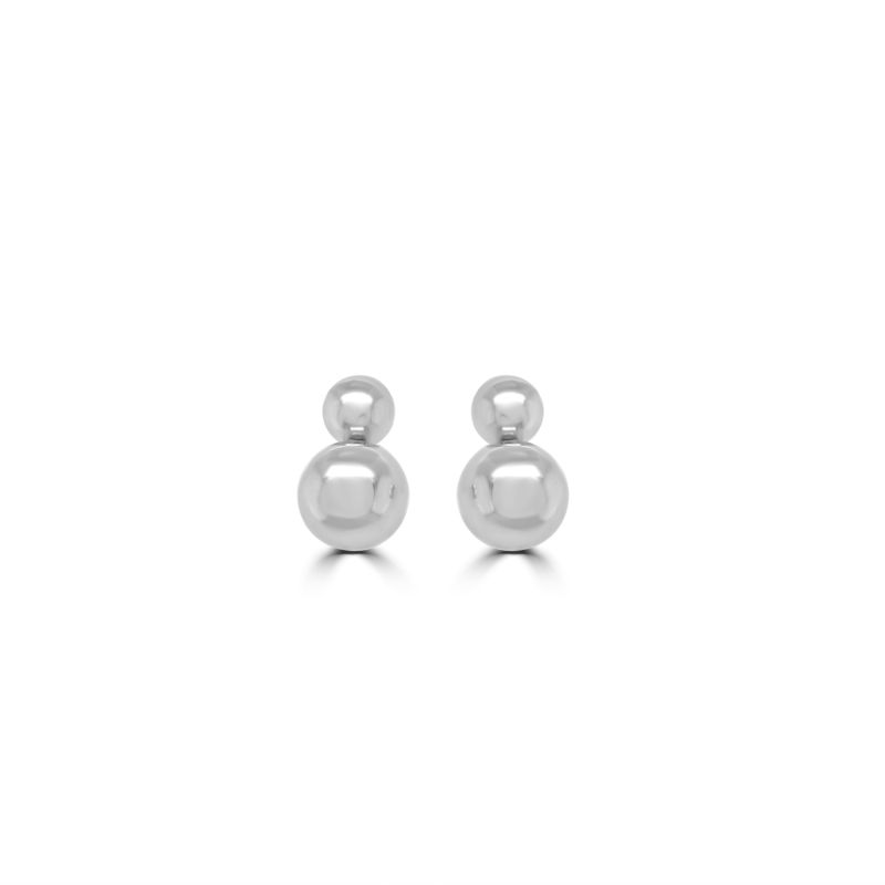 9ct White Gold Double Ball Stud Earrings