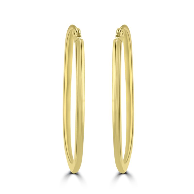 9ct yellow gold elongated style hoop earrings 